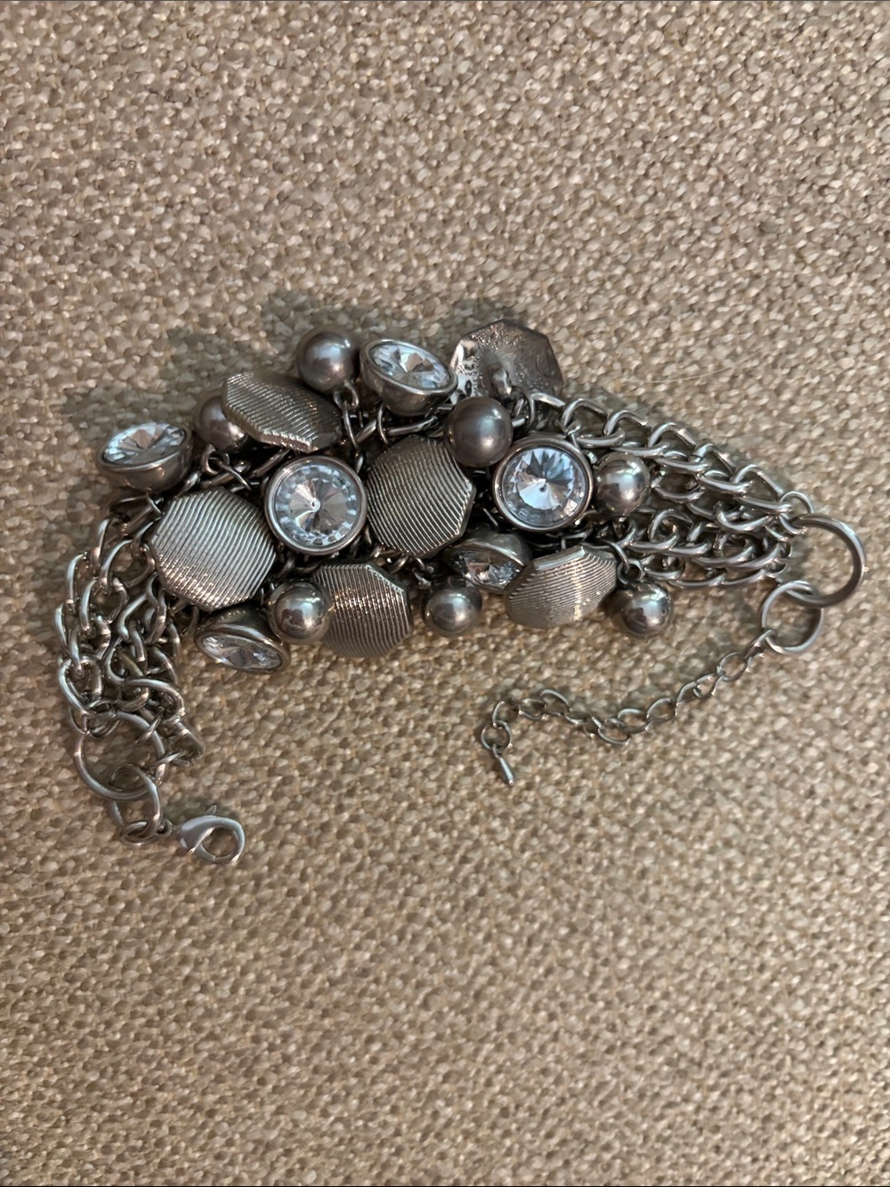 Chunky Silver-Tone Crystal Charm Bracelet - Women